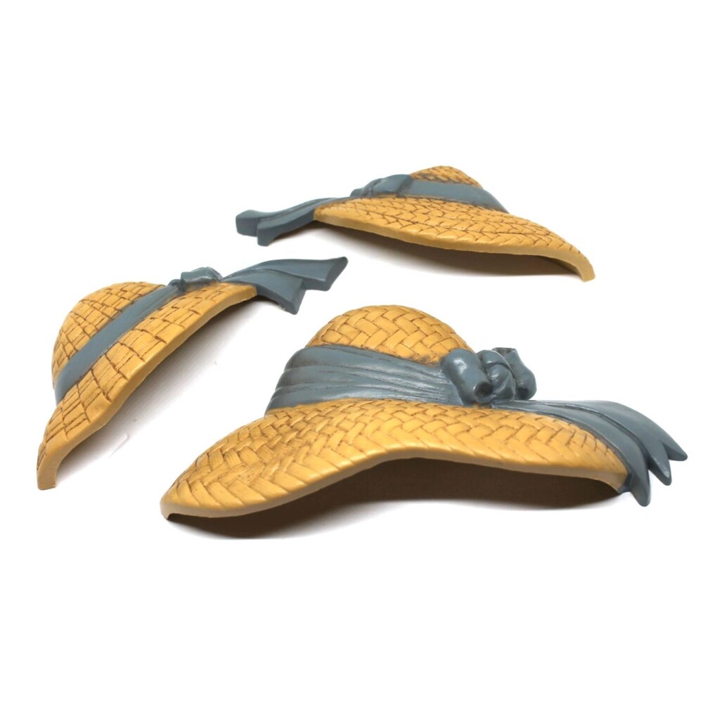 Vintage Burwood Co Blue Sun Bonnet Hats Wall Hanging Decor Set of 3-USA